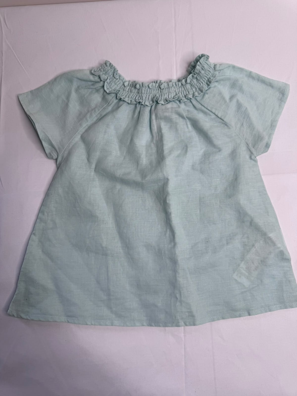 Zara Baby Girls 3-6 Months Smocked Ruffle Neck Short Sleeve Tunic Top